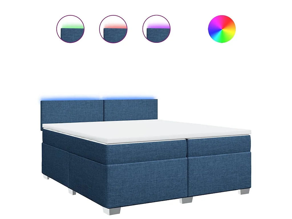 Boxspringbett mit Matratze Blau 200x200 cm Stoff