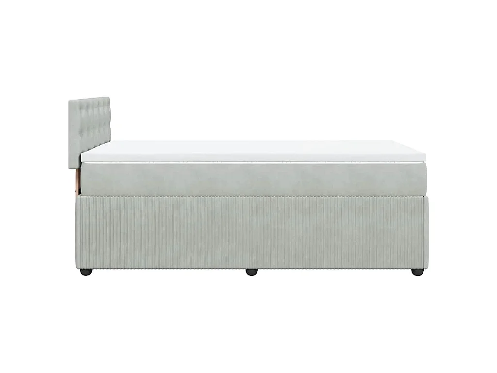 Giroletto a Molle con Materasso Grigio Chiaro 100x200cm Velluto