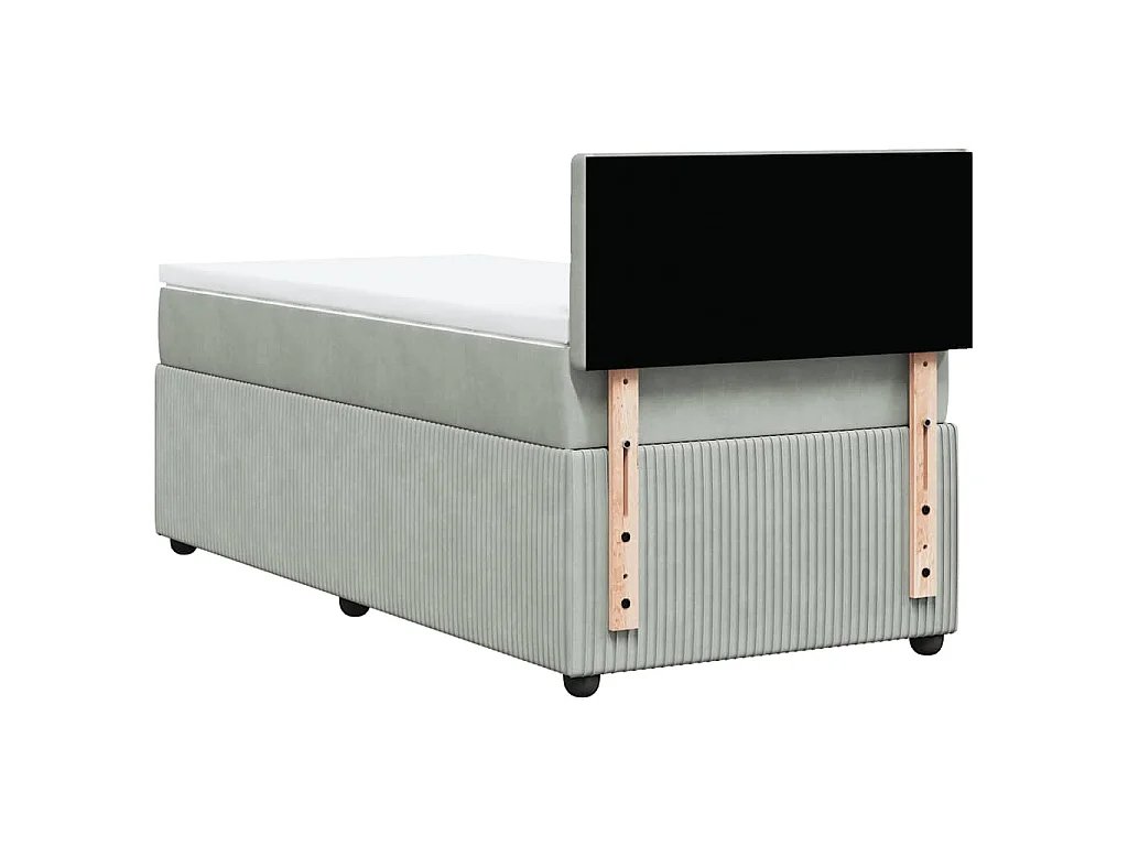 Giroletto a Molle con Materasso Grigio Chiaro 100x200cm Velluto