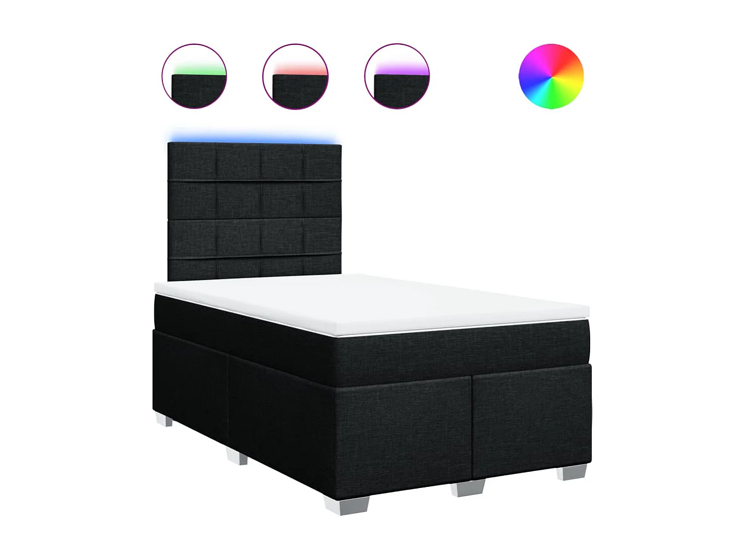 Sommier à lattes de lit avec matelas noir 120x190 cm tissu