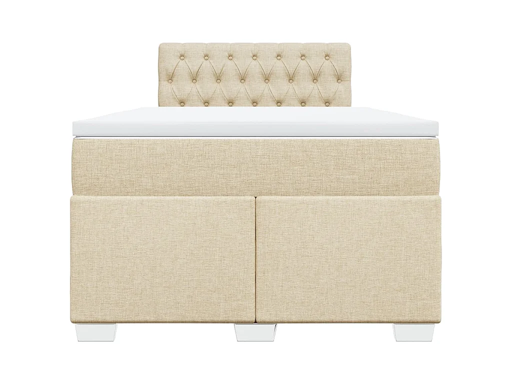 Cama box spring con colchón tela color crema 120x190 cm