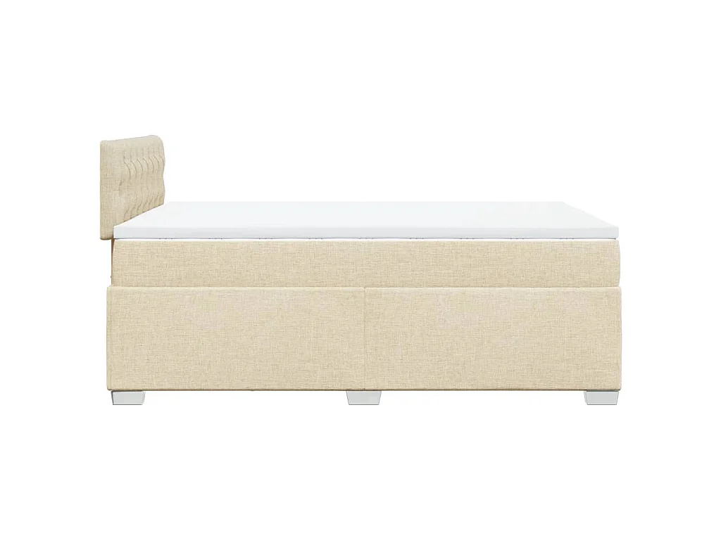 Cama box spring con colchón tela color crema 120x190 cm