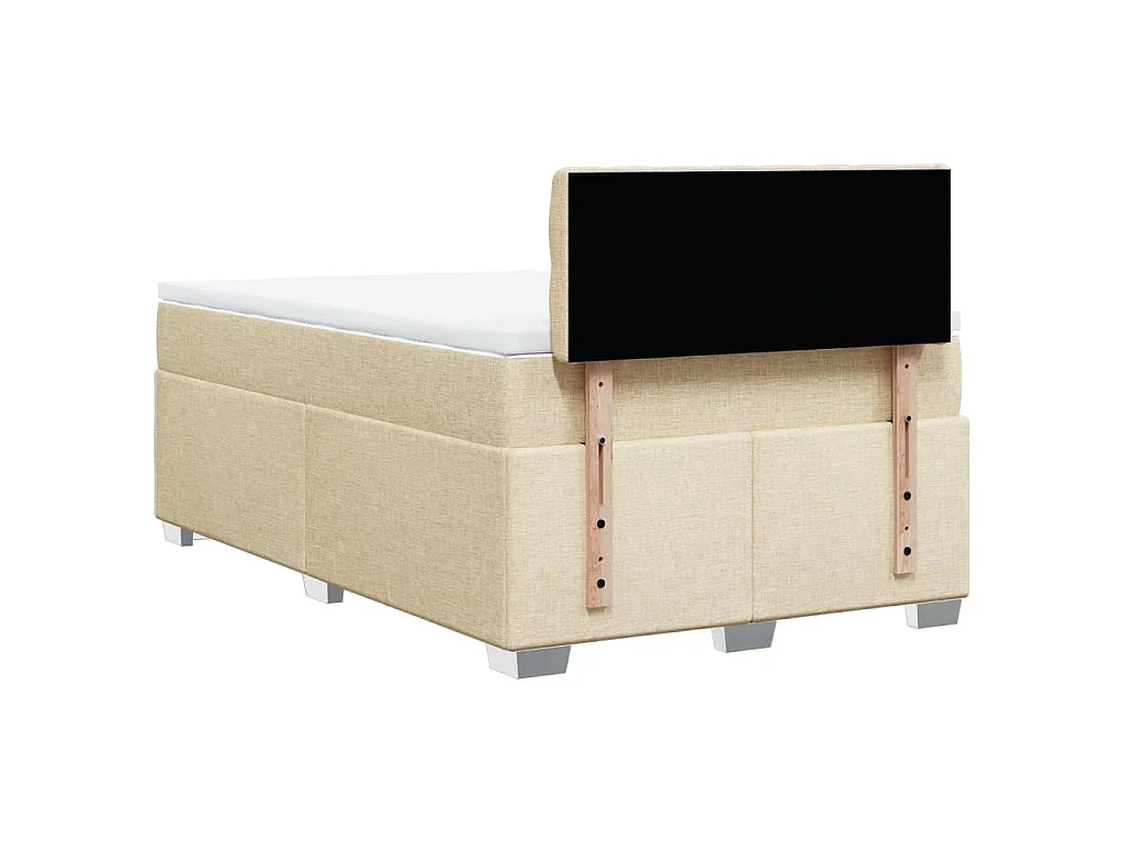 Cama box spring con colchón tela color crema 120x190 cm