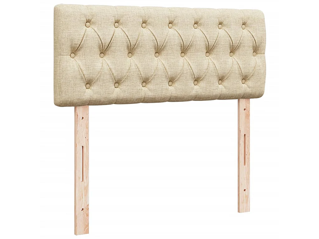 Cama box spring con colchón tela color crema 120x190 cm