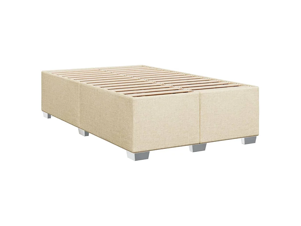 Cama box spring con colchón tela color crema 120x190 cm