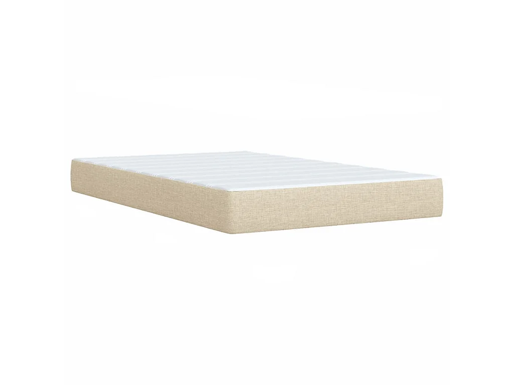 Cama box spring con colchón tela color crema 120x190 cm