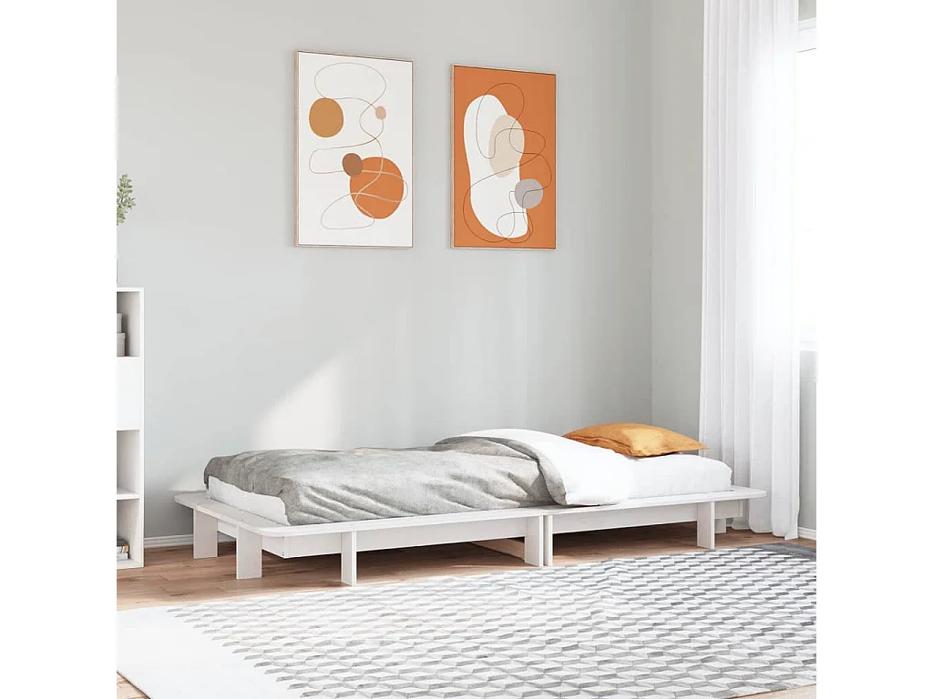 Estructura de cama sin colchón madera de pino blanca 90x200 cm