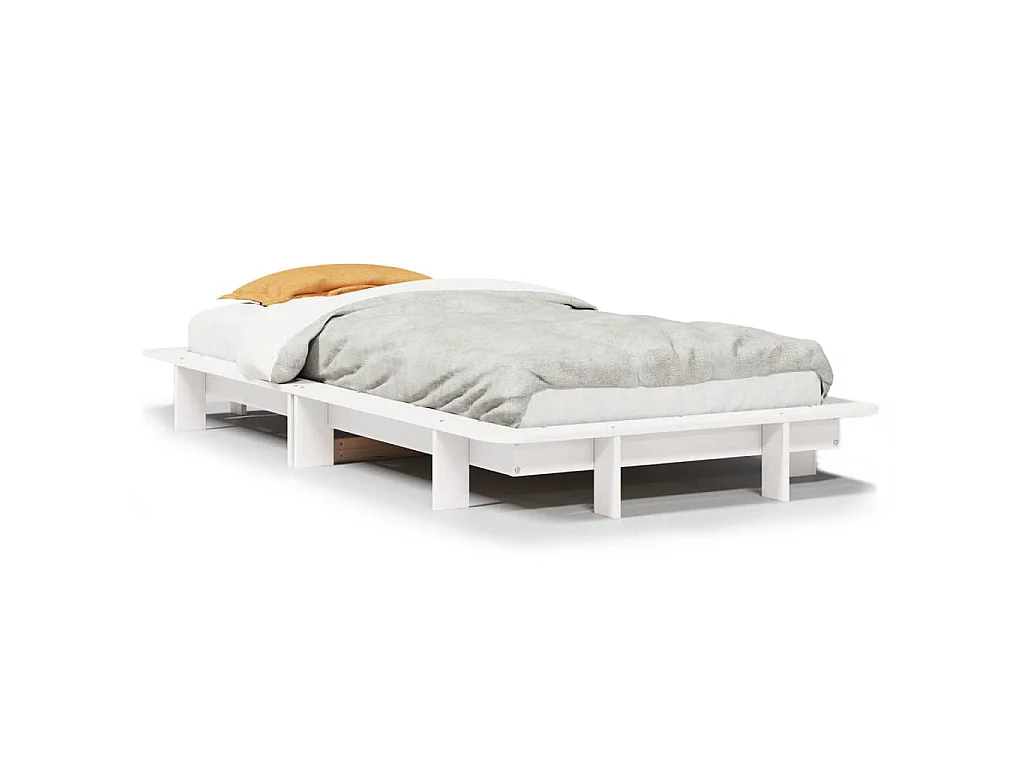 Letto senza Materasso Bianco 90x200 cm Legno Massello di Pino