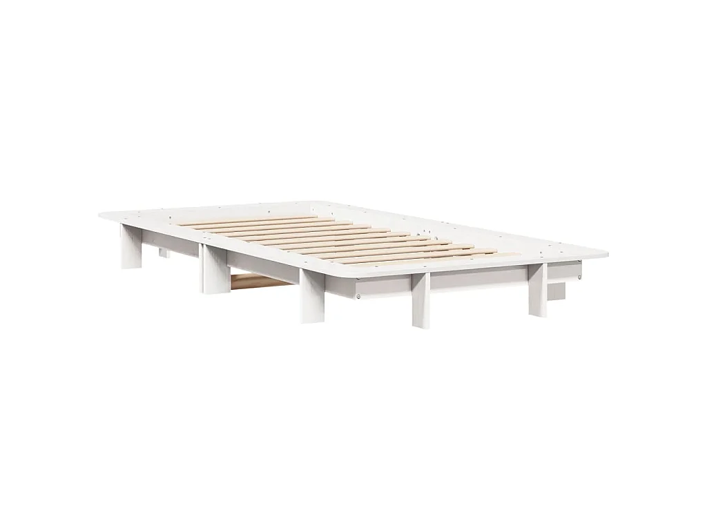 Letto senza Materasso Bianco 90x200 cm Legno Massello di Pino