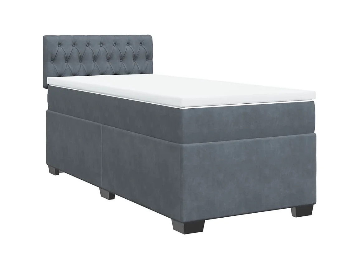 Sommier à lattes de lit et matelas Gris foncé 80x200 cm Velours