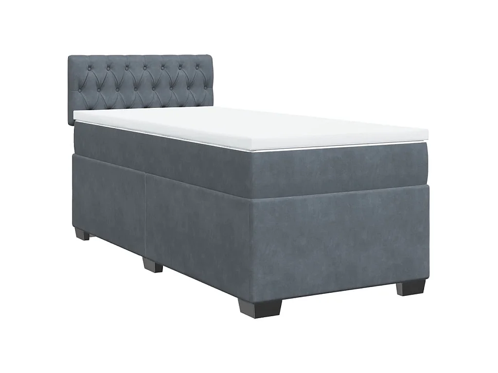 Sommier à lattes de lit et matelas Gris foncé 80x200 cm Velours