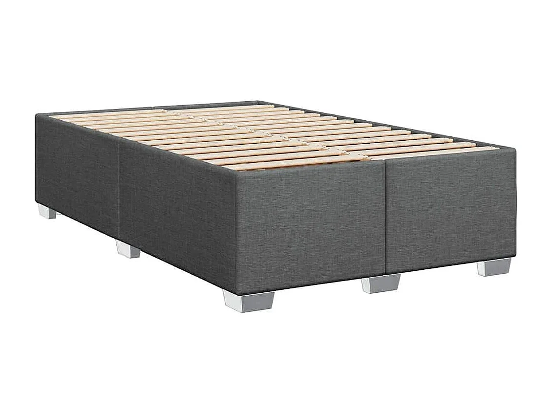 Cama box spring con colchón tela gris oscuro 120x200 cm