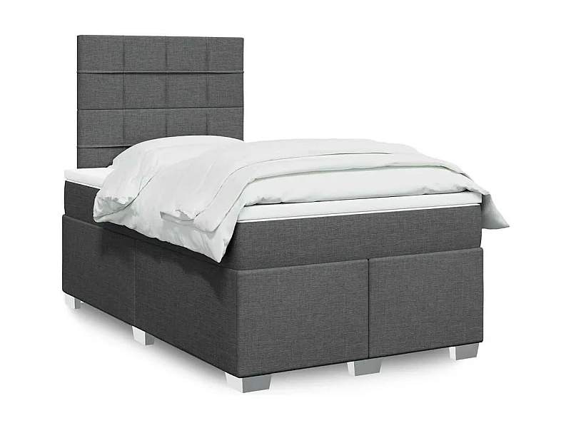 Boxspringbett mit Matratze Dunkelgrau 120x200 cm Stoff