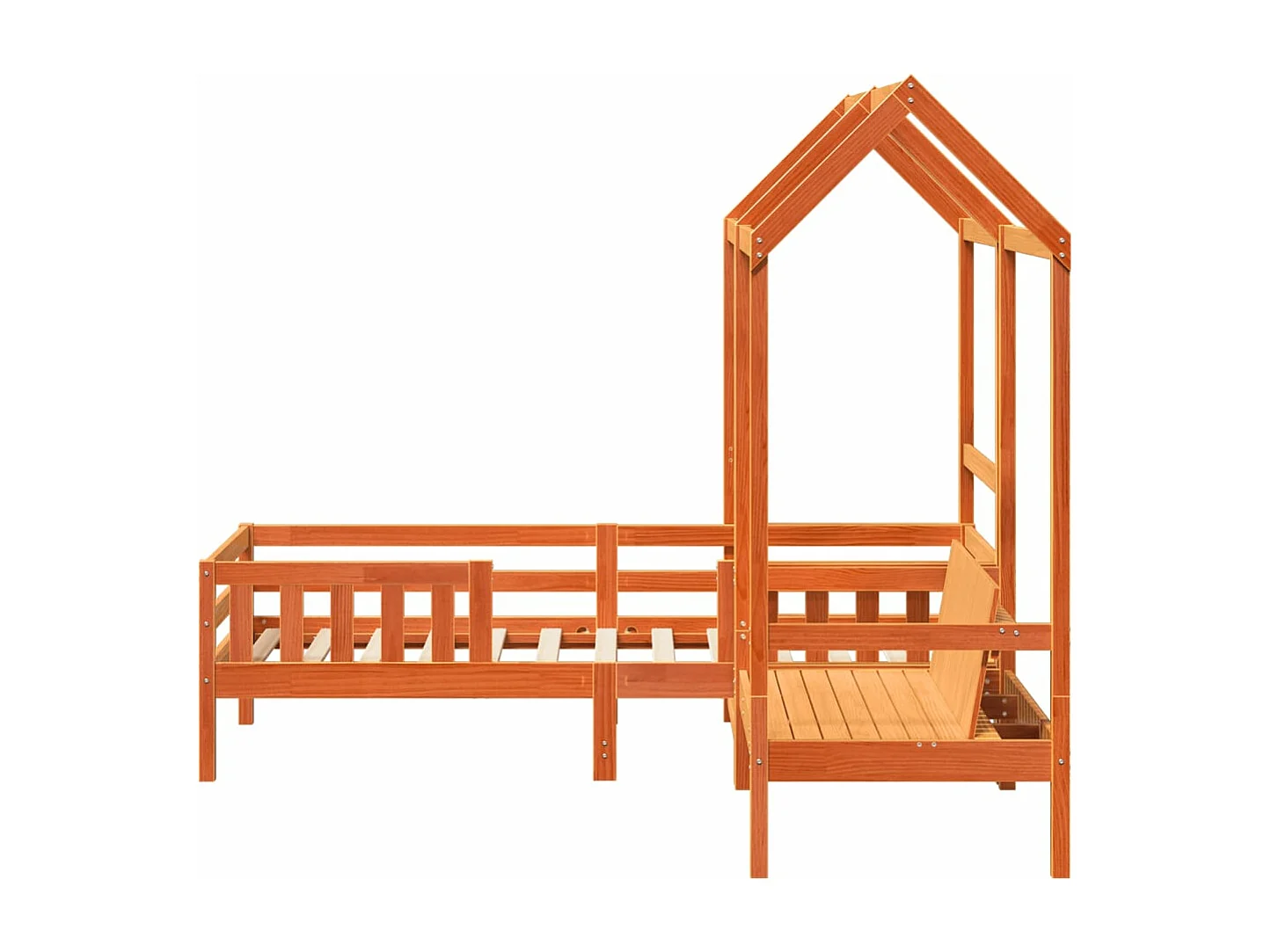 Ensemble de lit et de banc avec toit sans matelas 90x200 cm