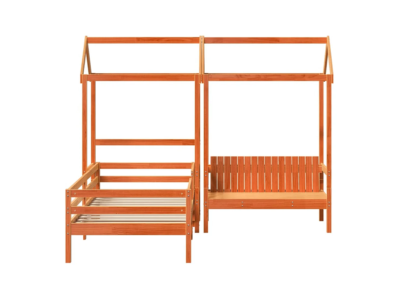 Kinderbed met huisje massief grenenhout wasbruin 90x200 cm