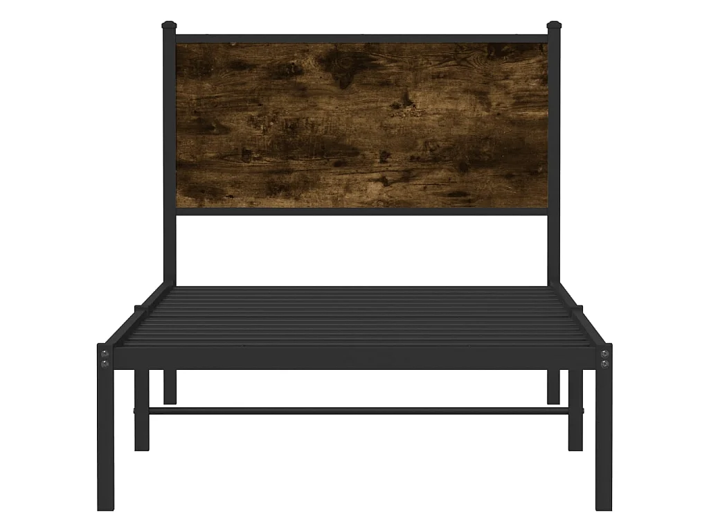 Cadre de lit en métal sans matelas chêne fumé 80x200 cm