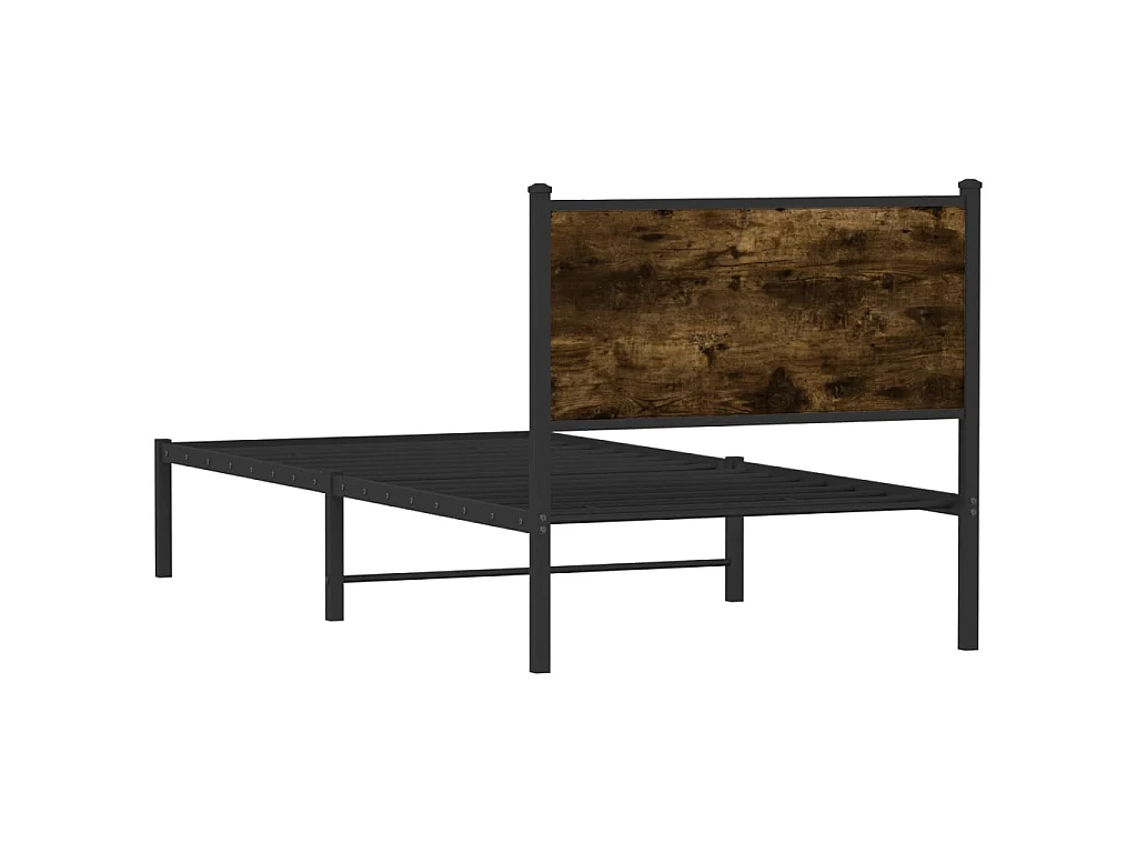 Cadre de lit en métal sans matelas chêne fumé 80x200 cm