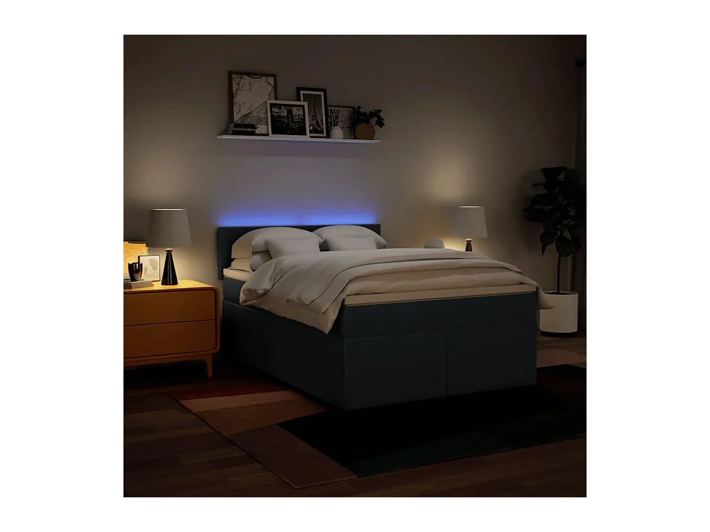 Sommier à lattes de lit avec matelas Bleu 140x200 cm Tissu