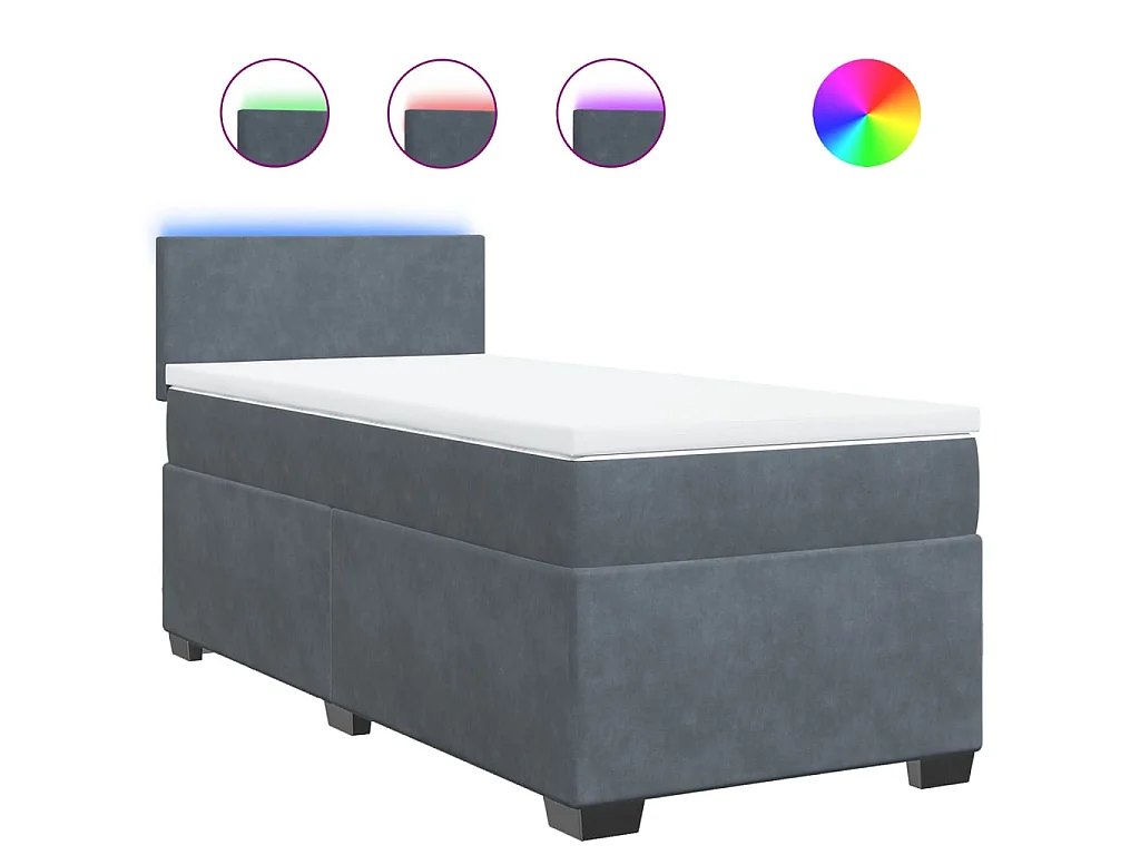 Boxspringbett mit Matratze Dunkelgrau 90x200 cm Samt