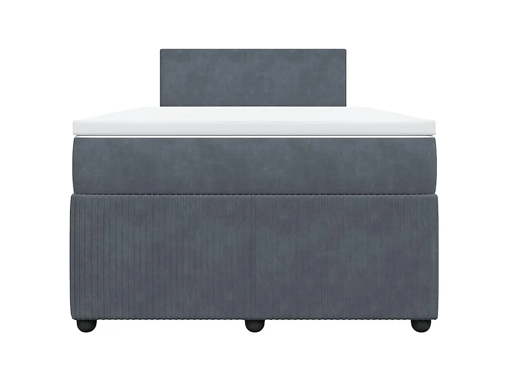 Sommier à lattes de lit et matelas gris foncé 120x190cm velours
