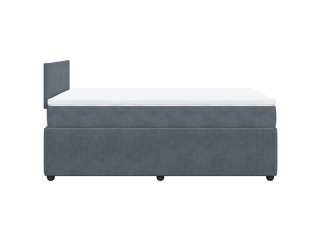 Sommier à lattes de lit et matelas gris foncé 120x190cm velours