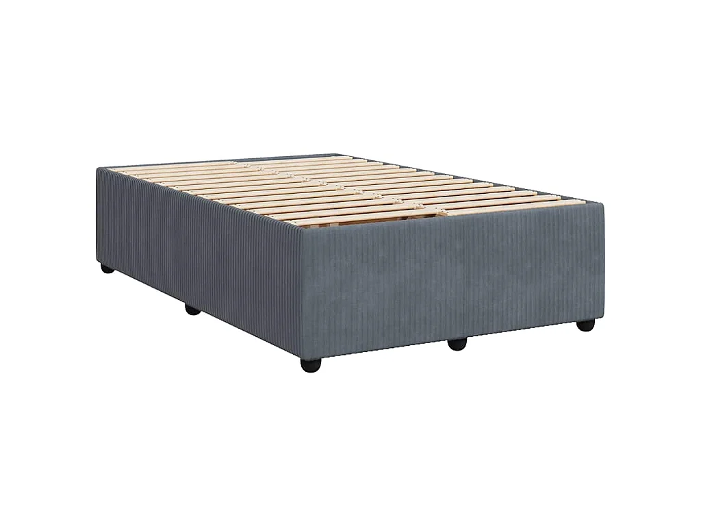 Sommier à lattes de lit et matelas gris foncé 120x190cm velours