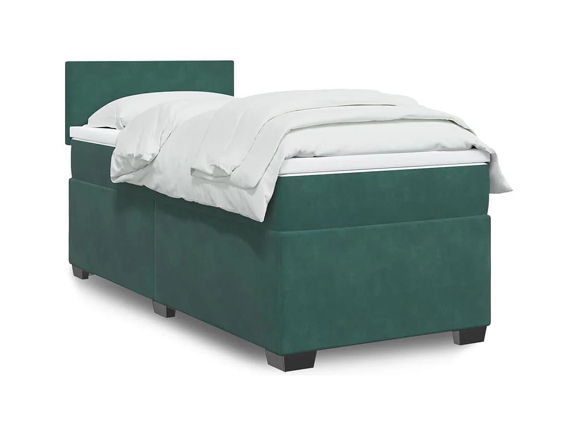 Sommier à lattes de lit avec matelas Vert foncé 100x200 cm