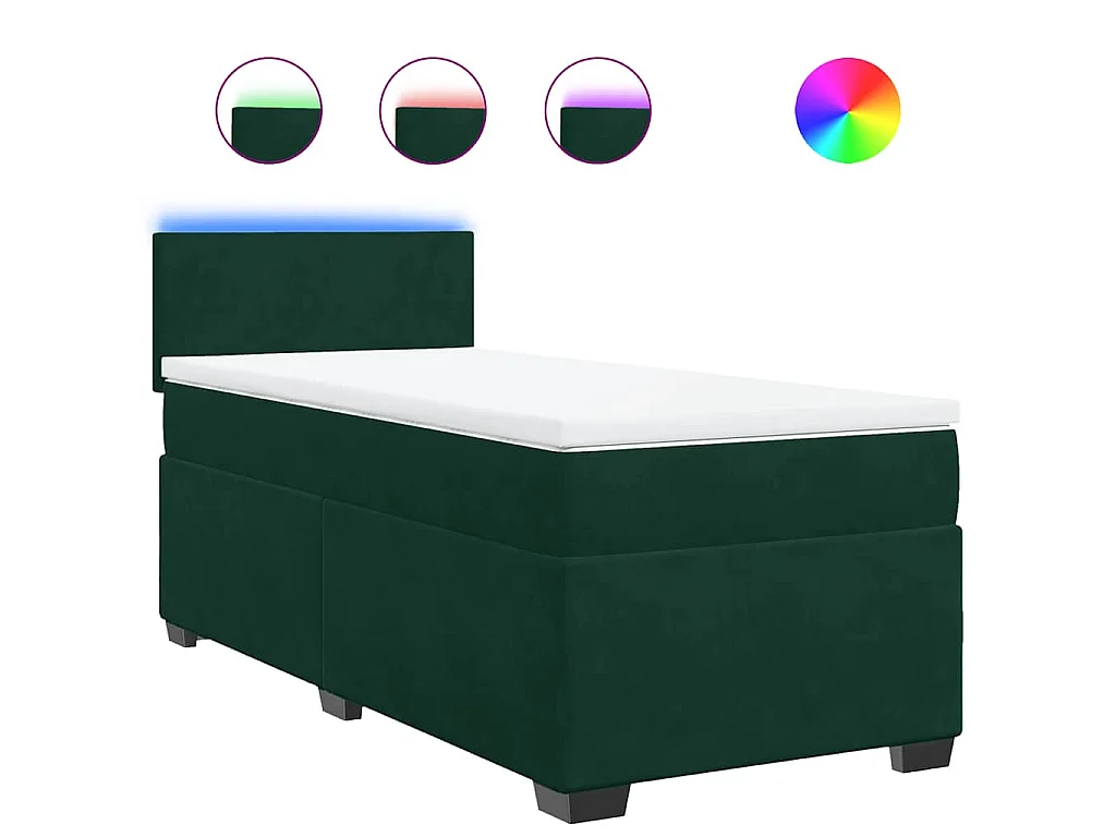 Boxspring met matras fluweel donkergroen 100x200 cm