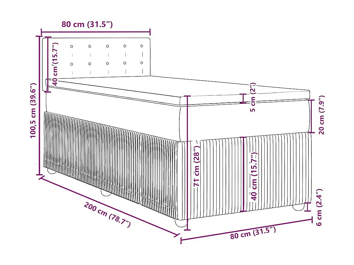 Boxspringbett mit Matratze Dunkelgrün 80x200 cm Samt