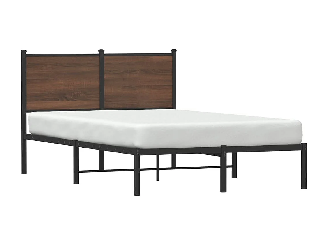 Estrutura de cama sem colchão 120x190cm metal carvalho castanho