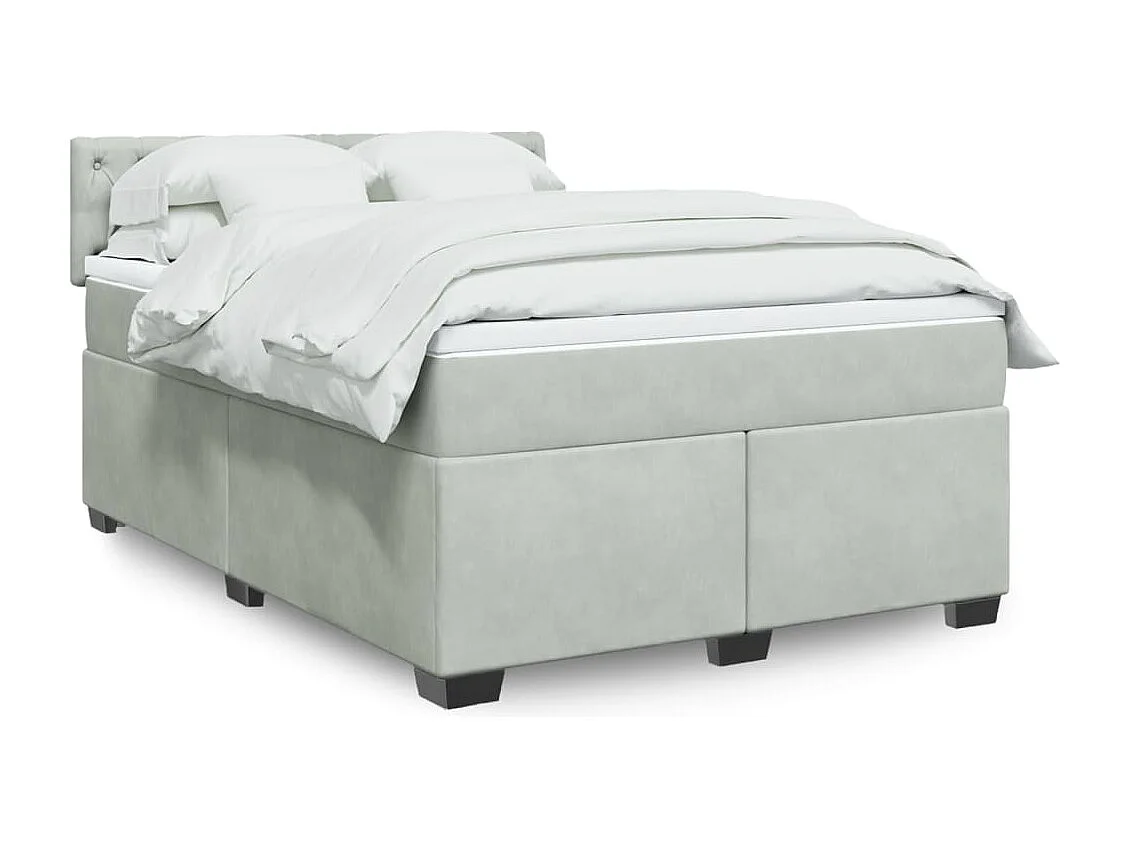 Giroletto a Molle con Materasso Grigio Chiaro 160x200cm Velluto