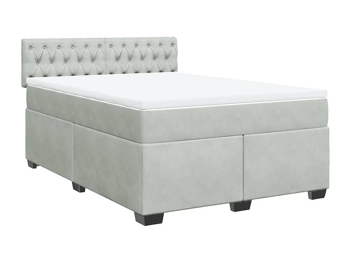 Giroletto a Molle con Materasso Grigio Chiaro 160x200cm Velluto