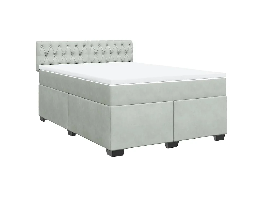 Boxspringbett mit Matratze Hellgrau 160x200 cm Samt