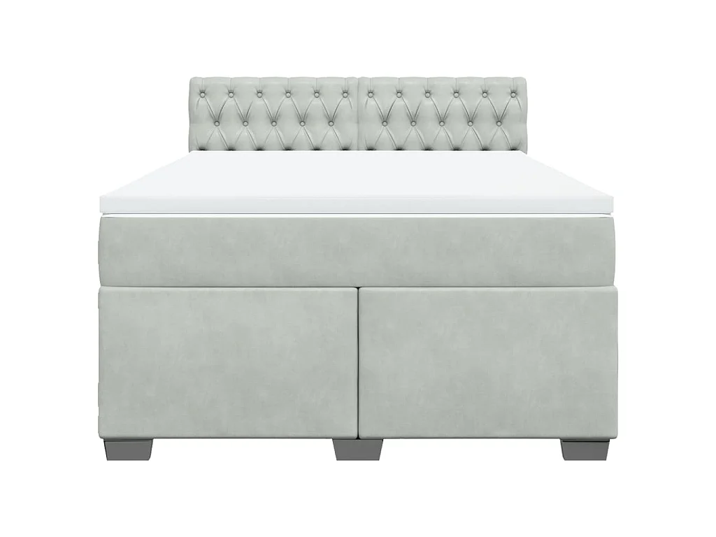Boxspringbett mit Matratze Hellgrau 160x200 cm Samt