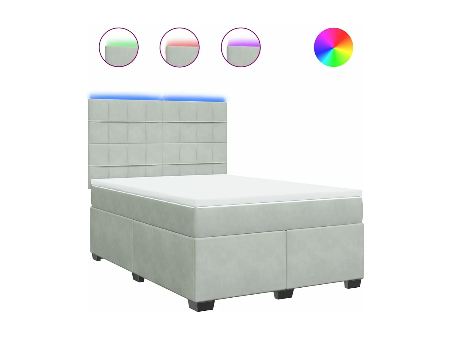 Giroletto a Molle con Materasso Grigio Chiaro 160x200cm Velluto