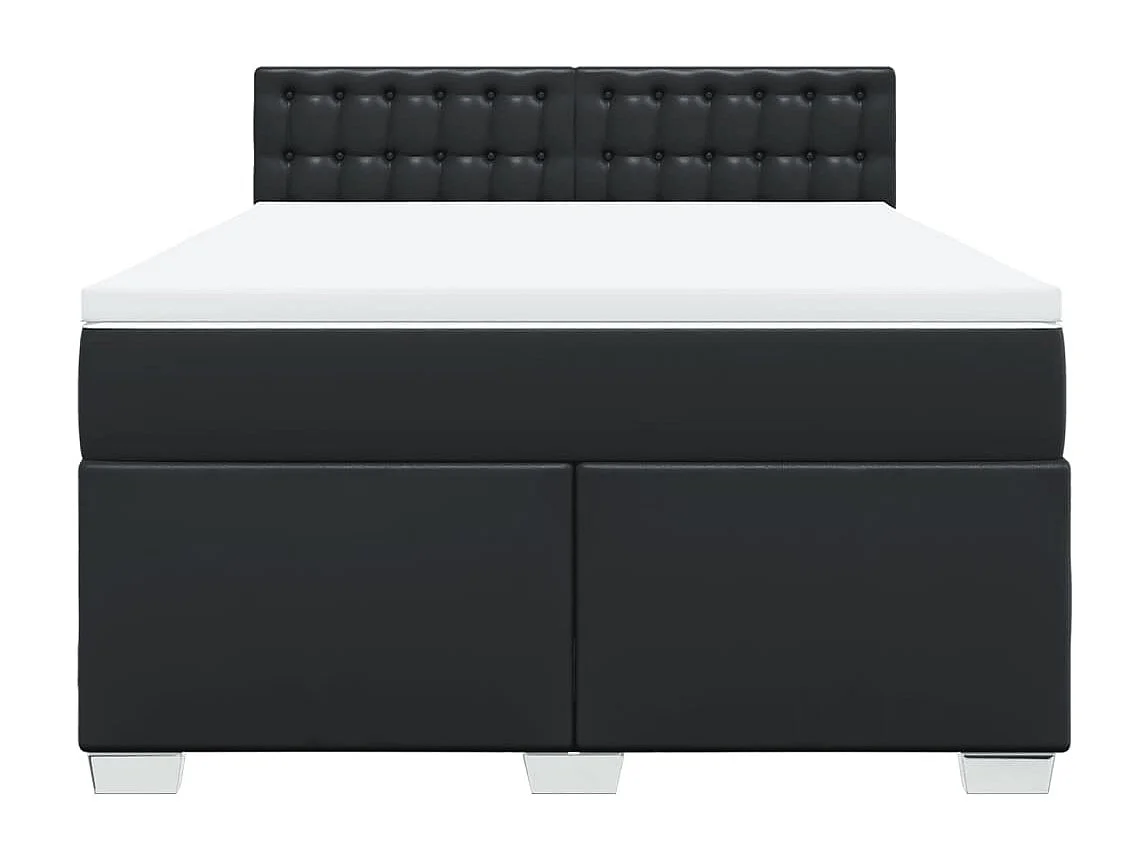 Sommier à lattes de lit avec matelas Noir 140x200 cm Similicuir