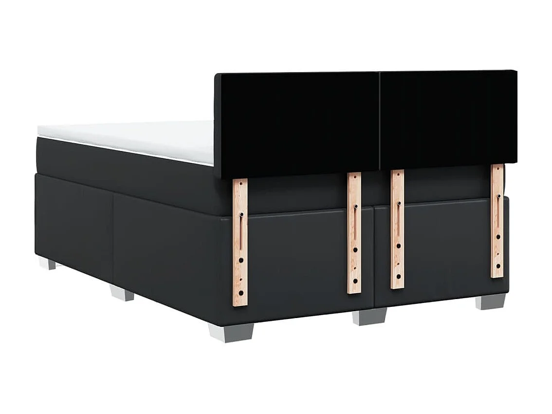 Sommier à lattes de lit avec matelas Noir 140x200 cm Similicuir