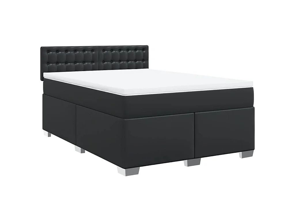 Boxspring met matras kunstleer zwart 140x200 cm
