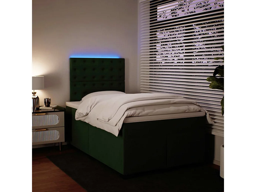 Sommier à lattes de lit avec matelas vert foncé 120x190 cm