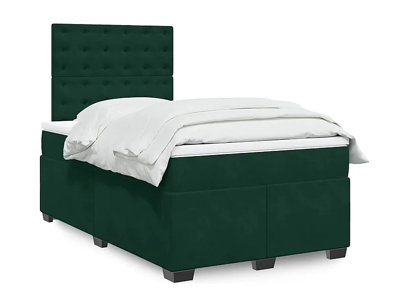 Cama boxspring com colchão 120x190 cm veludo verde-escuro