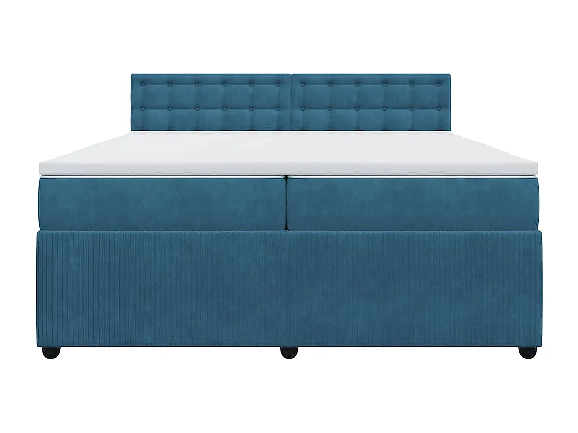 Giroletto a Molle con Materasso Blu 200x200 cm in Velluto