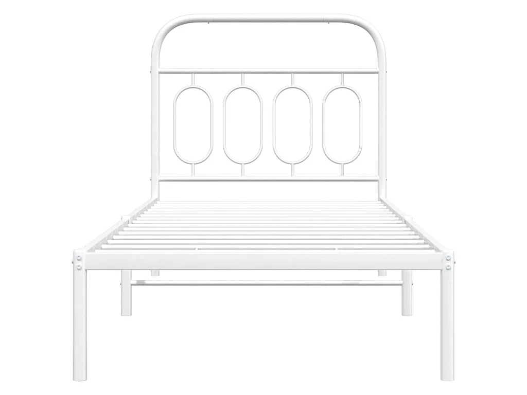 Cadre de lit métal sans matelas avec tête de lit blanc 90x200cm