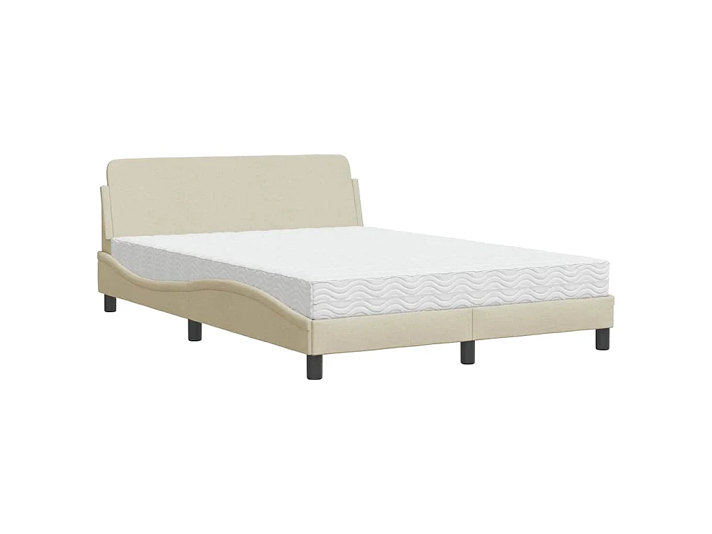 Lit avec matelas Dover crème 140x190 cm tissu