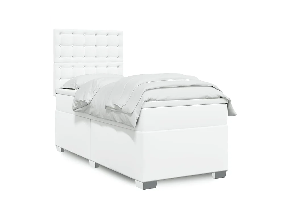 Sommier à lattes de lit avec matelas Blanc 80x200 cm Similicuir