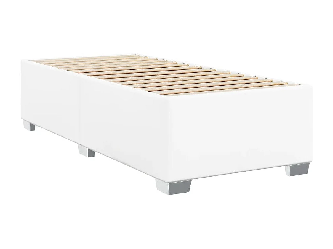 Cama box spring con colchón cuero sintético blanco 80x200 cm