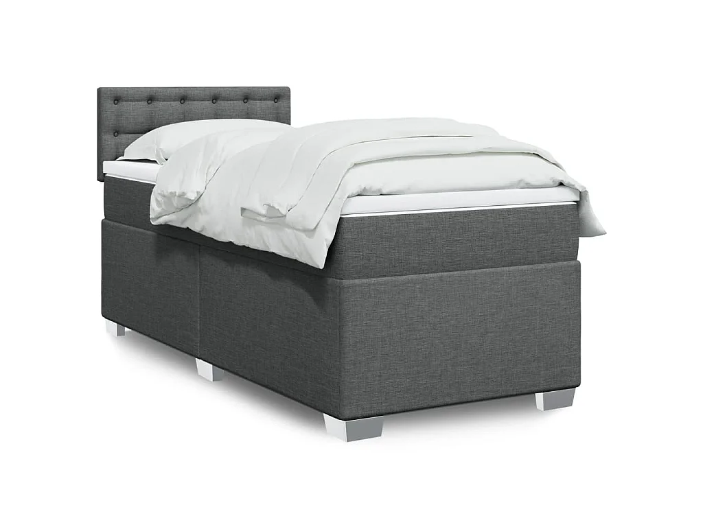 Giroletto a Molle con Materasso Grigio Scuro 90x190 cm Tessuto