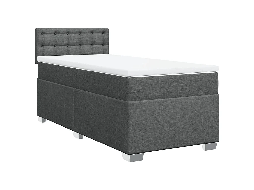 Sommier à lattes de lit et matelas Gris foncé 90x190 cm Tissu