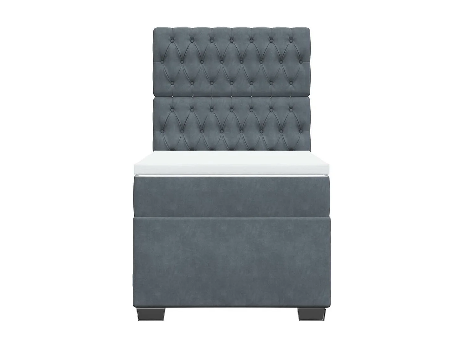 Sommier à lattes de lit et matelas Gris foncé 90x190 cm Velours