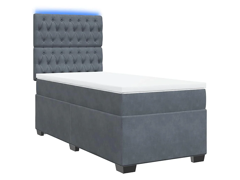 Boxspring met matras fluweel donkergrijs 90x190 cm