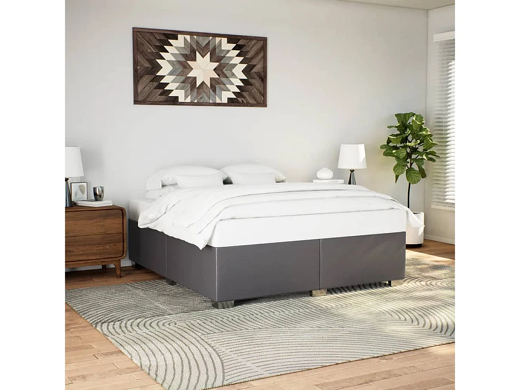 Cadre de lit sans matelas gris 200x200 cm similicuir